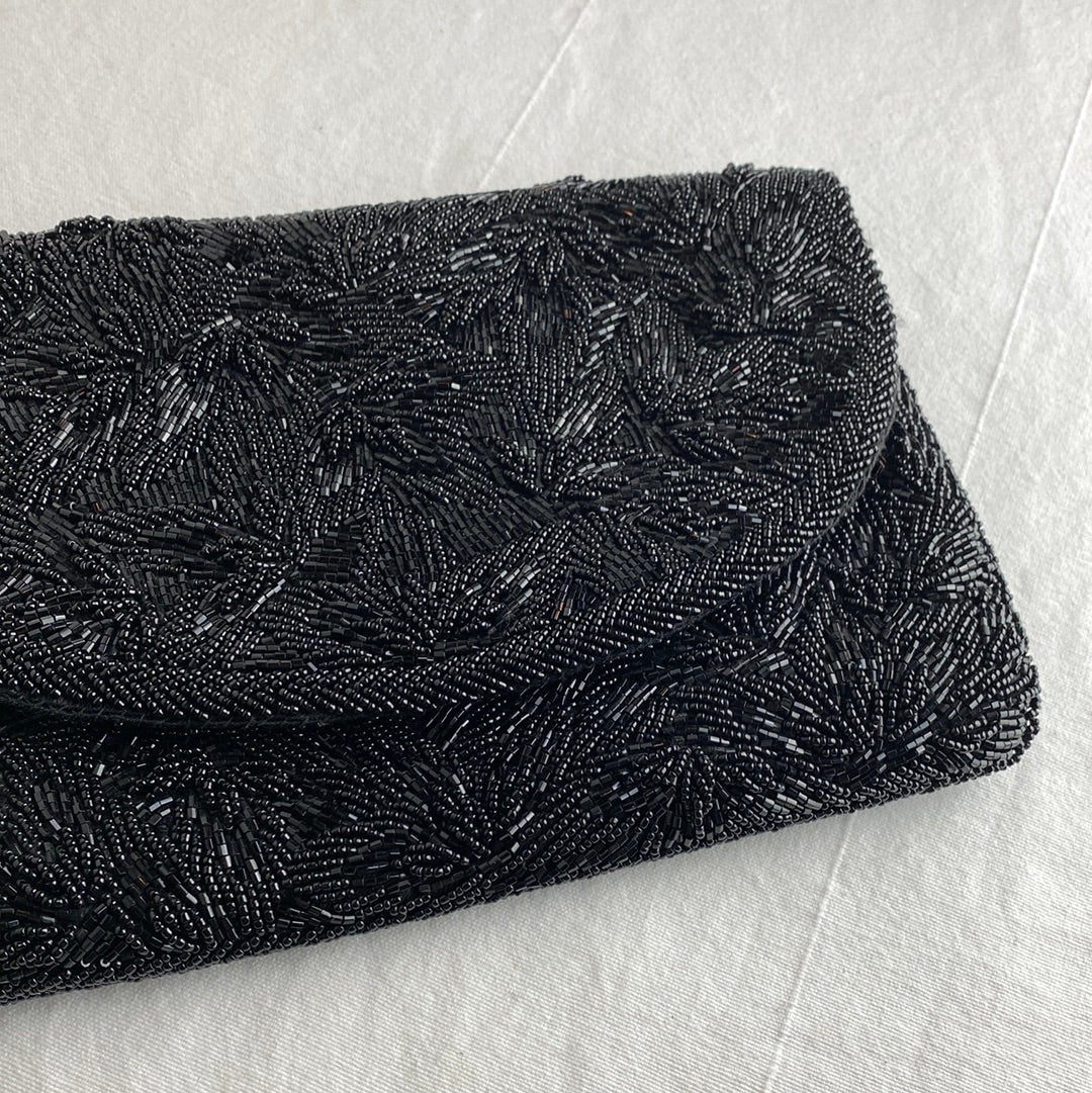 Vintage Black Beaded Clutch