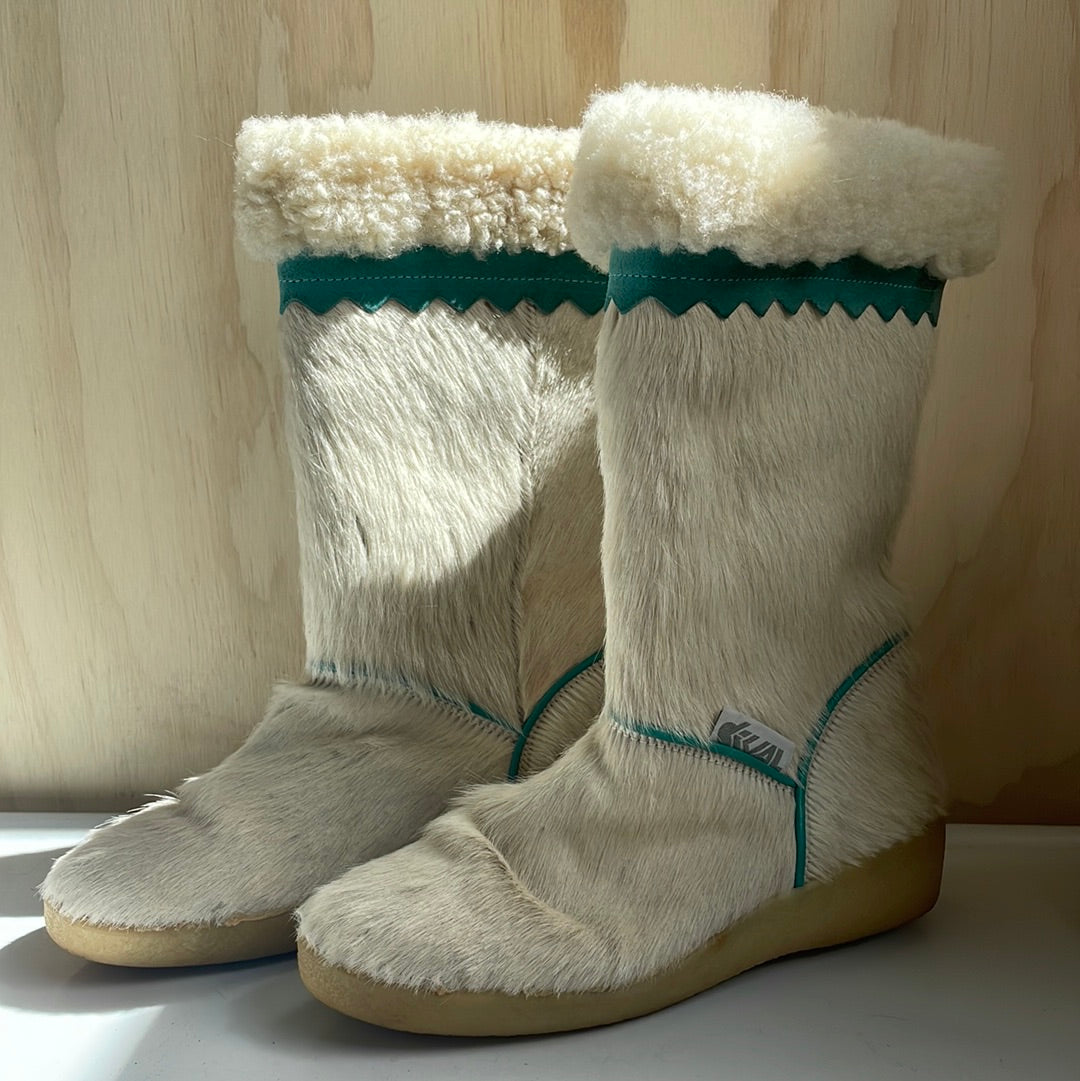 Vintage Kival Wool Fur Trimmed Winter Boots