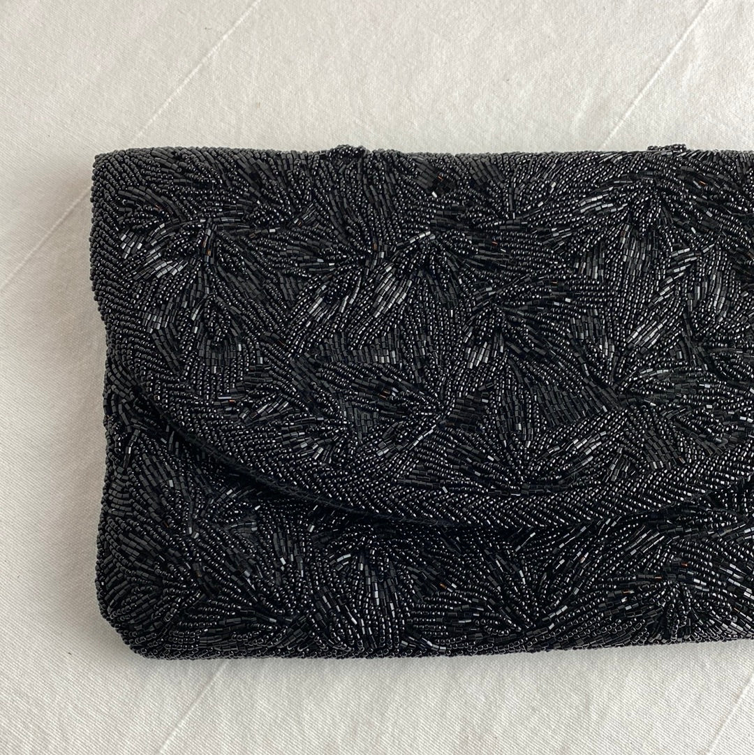 Vintage Black Beaded Clutch