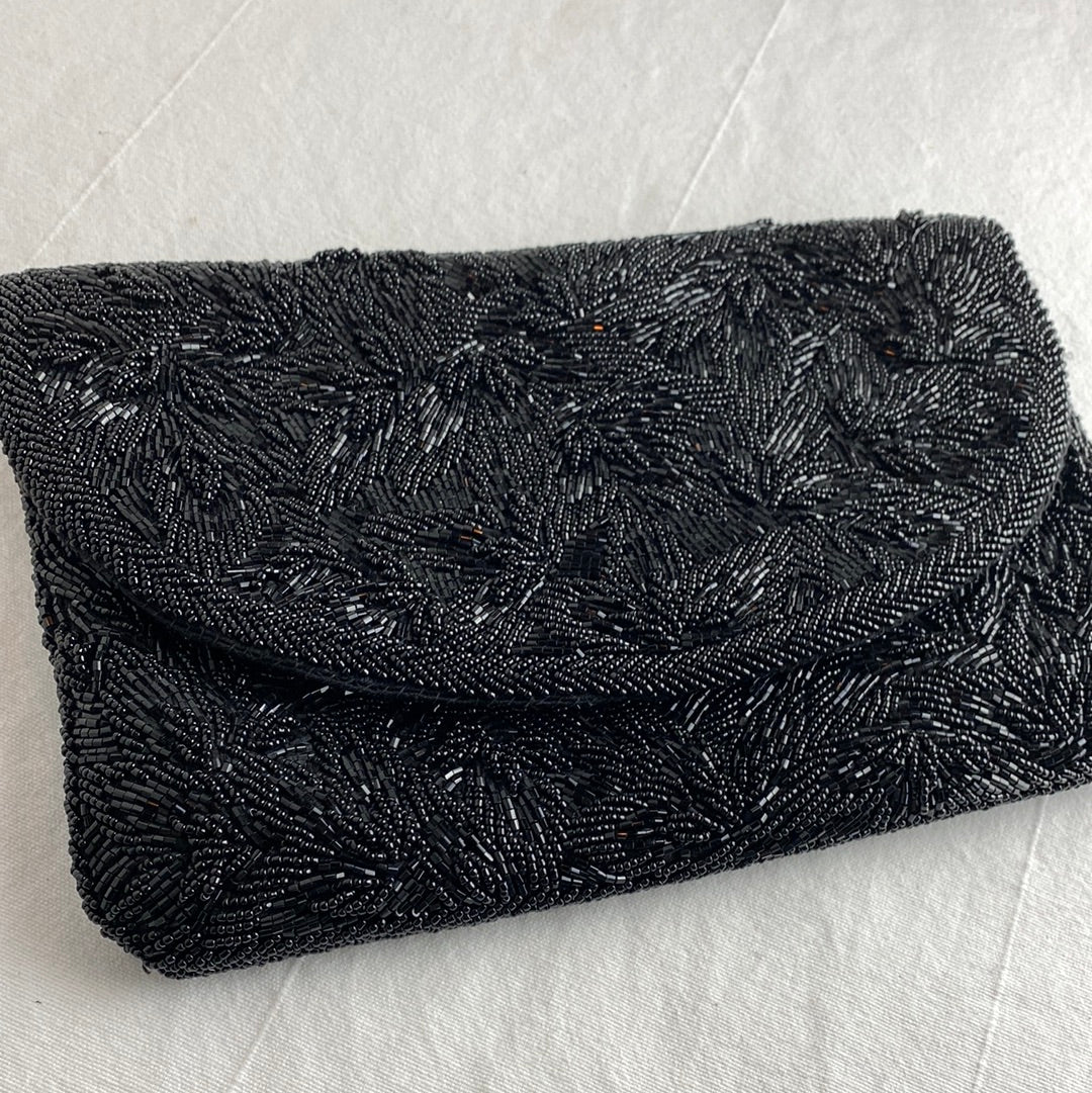 Vintage Black Beaded Clutch