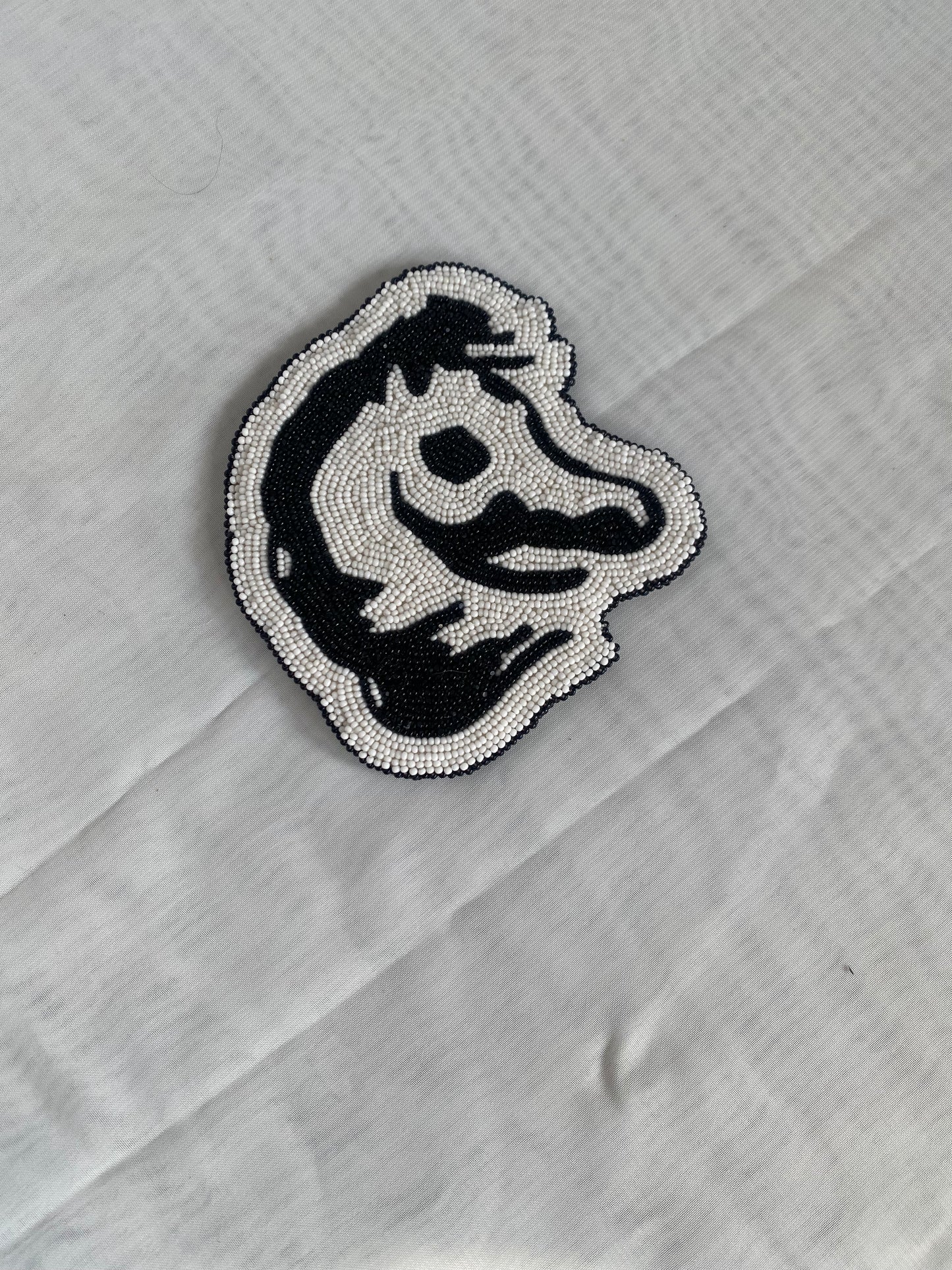 Black and white leather horse