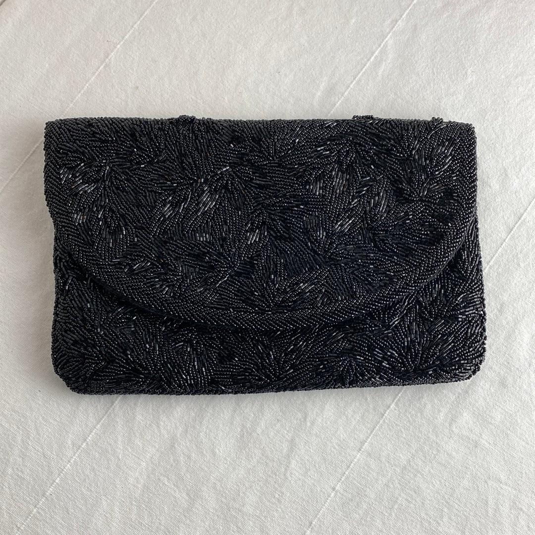 Vintage Black Beaded Clutch