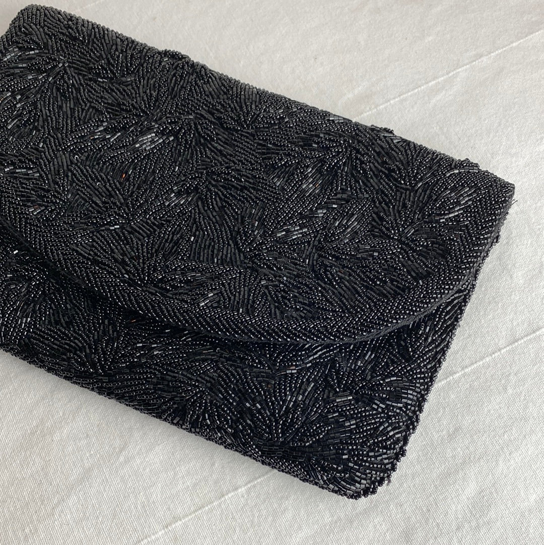 Vintage Black Beaded Clutch