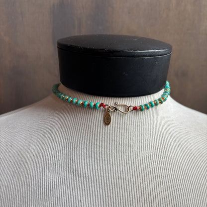 Ostrich Moon Turquoise Balanced Cross Necklace