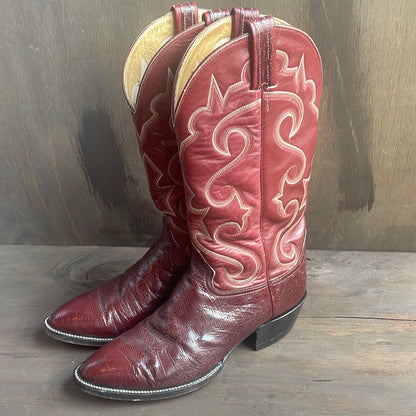 Vintage Decorative Hondo Ostrich Skin Boots