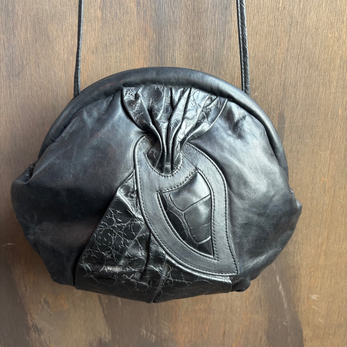 Black Leather Patchwork Purse