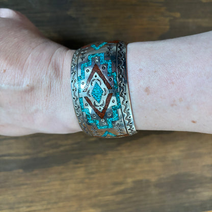 Sterling Turquoise Chip Cuff Bracelet