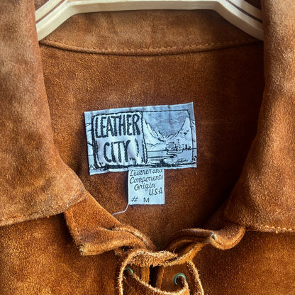 Leather City Brown Fringe Coat