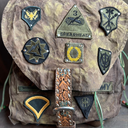 Vintage Tie-Dye Army Backpack