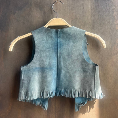 Kids Blue Leather Chaps and Vest Set