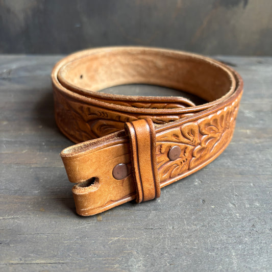 Rockmount Ranch Wear Tan Tooled Leather Belt