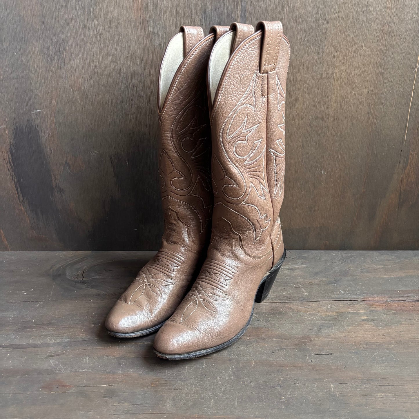 Vintage Olathe Beige Leather Boots