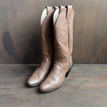 Vintage Olathe Beige Leather Boots