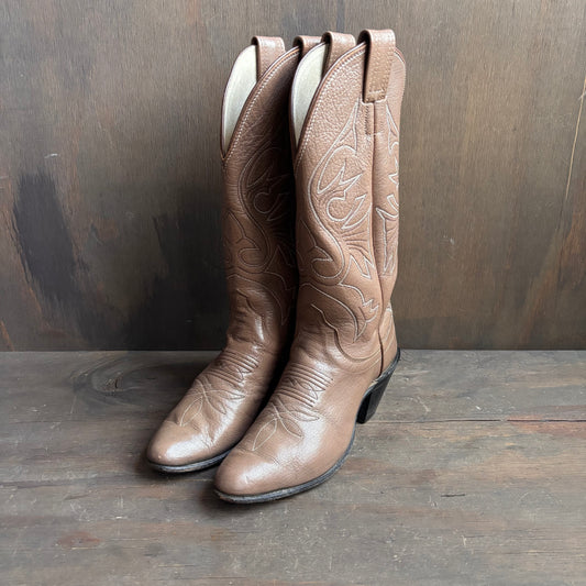 Vintage Olathe Beige Leather Boots