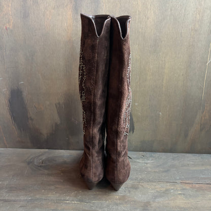 La Marca Brown Suede Studded Boots