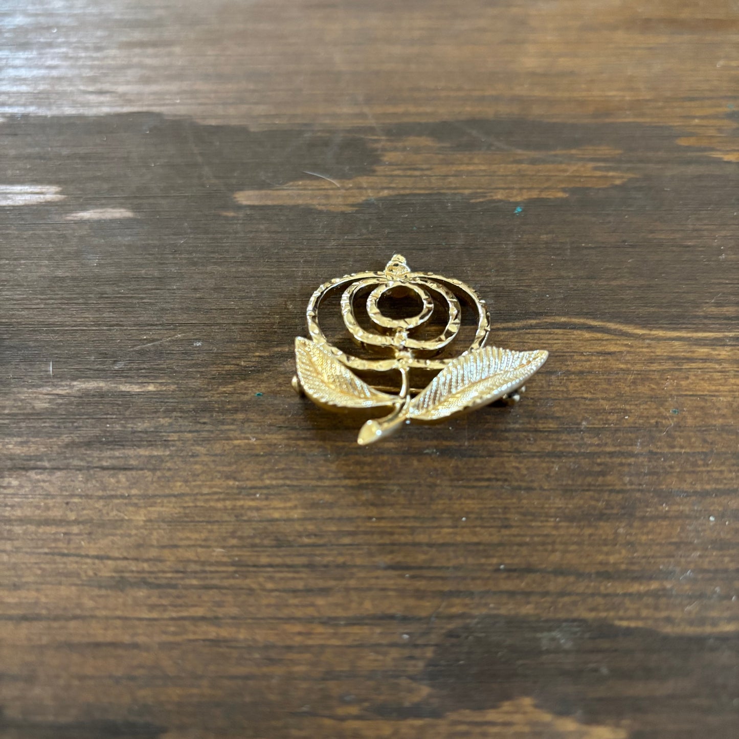 Gold Tone Apple Rose Pin