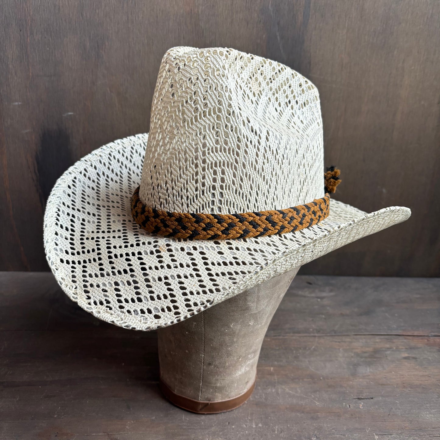 Vintage Straw Hat with Woven Band