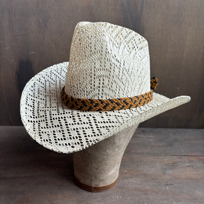 Vintage Straw Hat with Woven Band