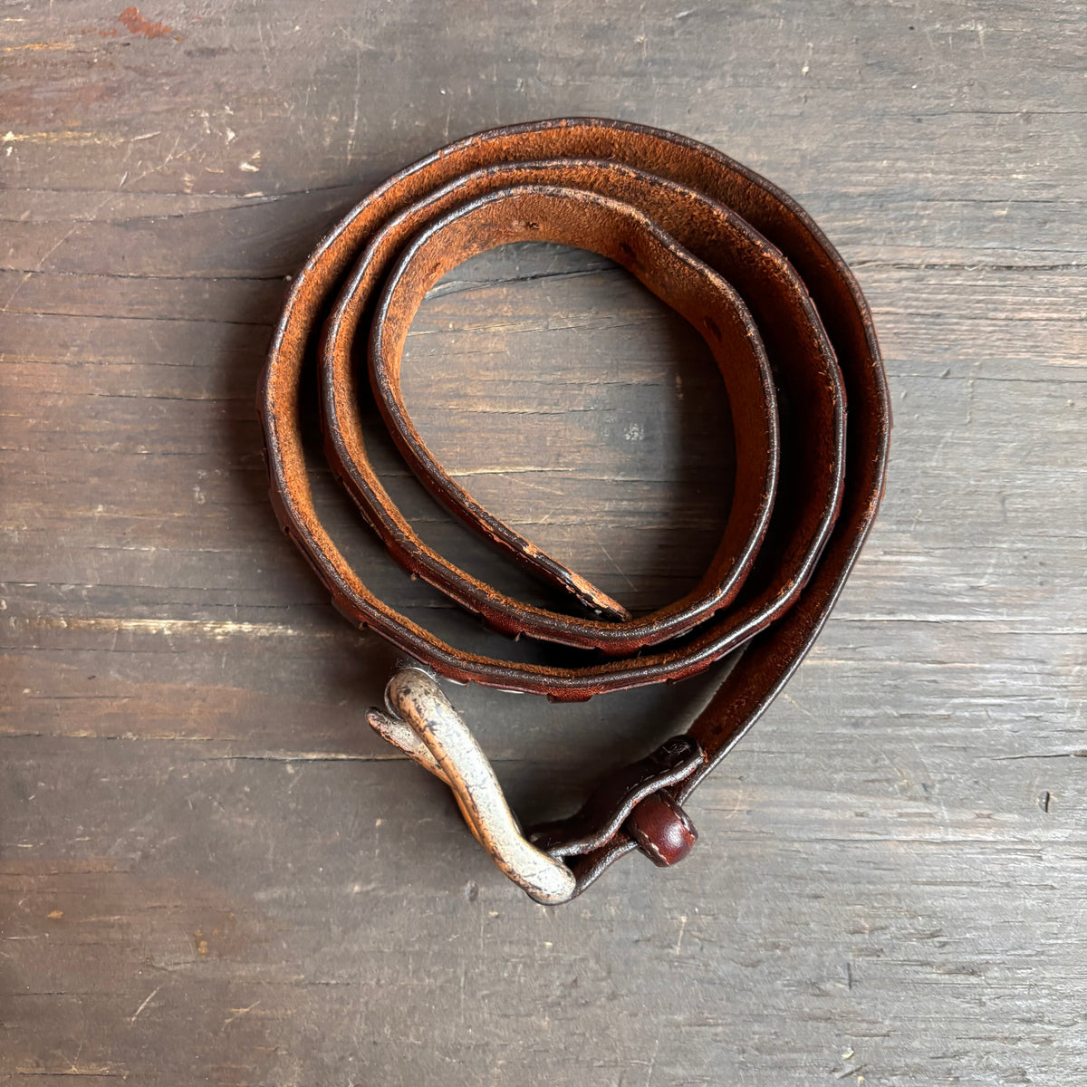 Vintage Textured Brown Leather Belt