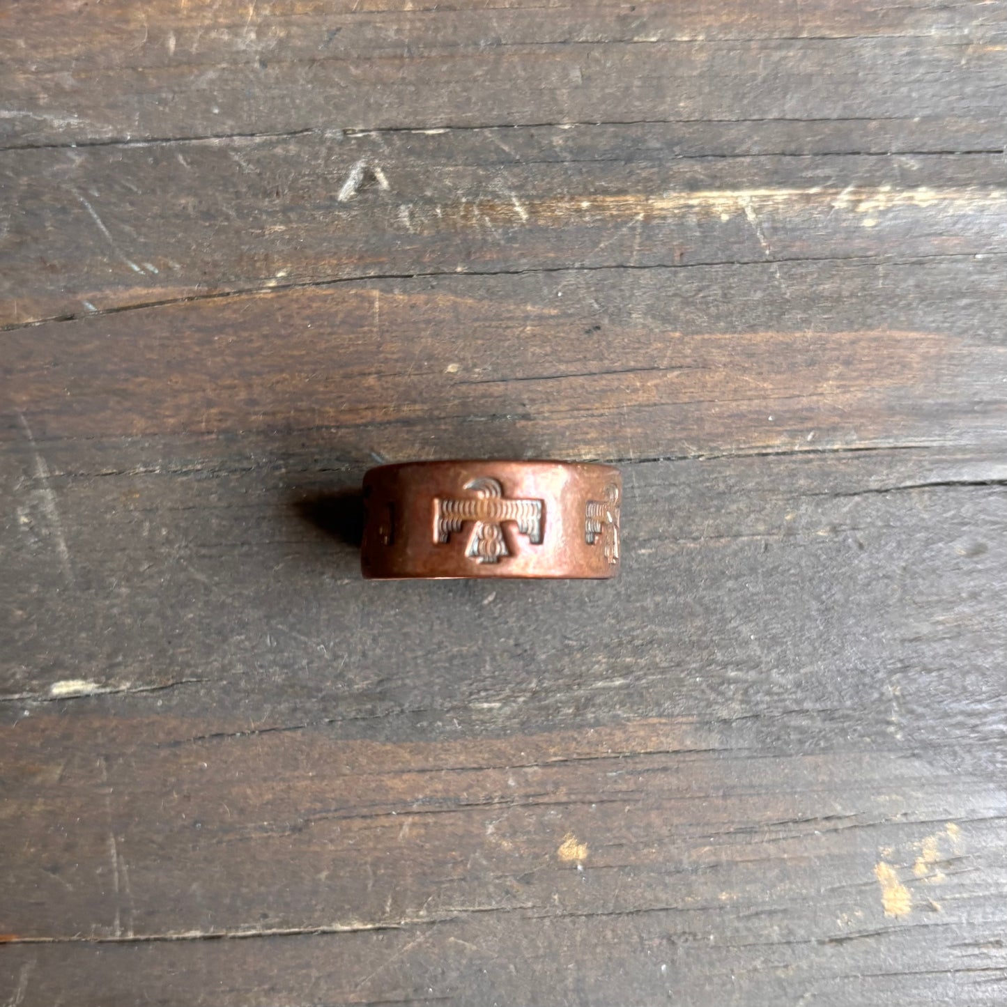 Stamped Copper Thunderbird Ring