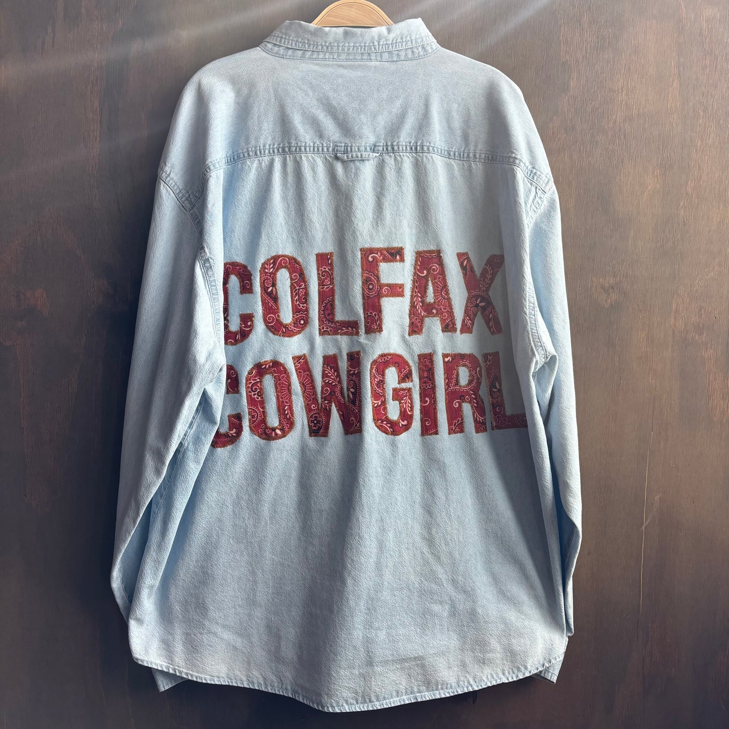 Custom "Colfax Cowgirl" Denim Button Up Shirt
