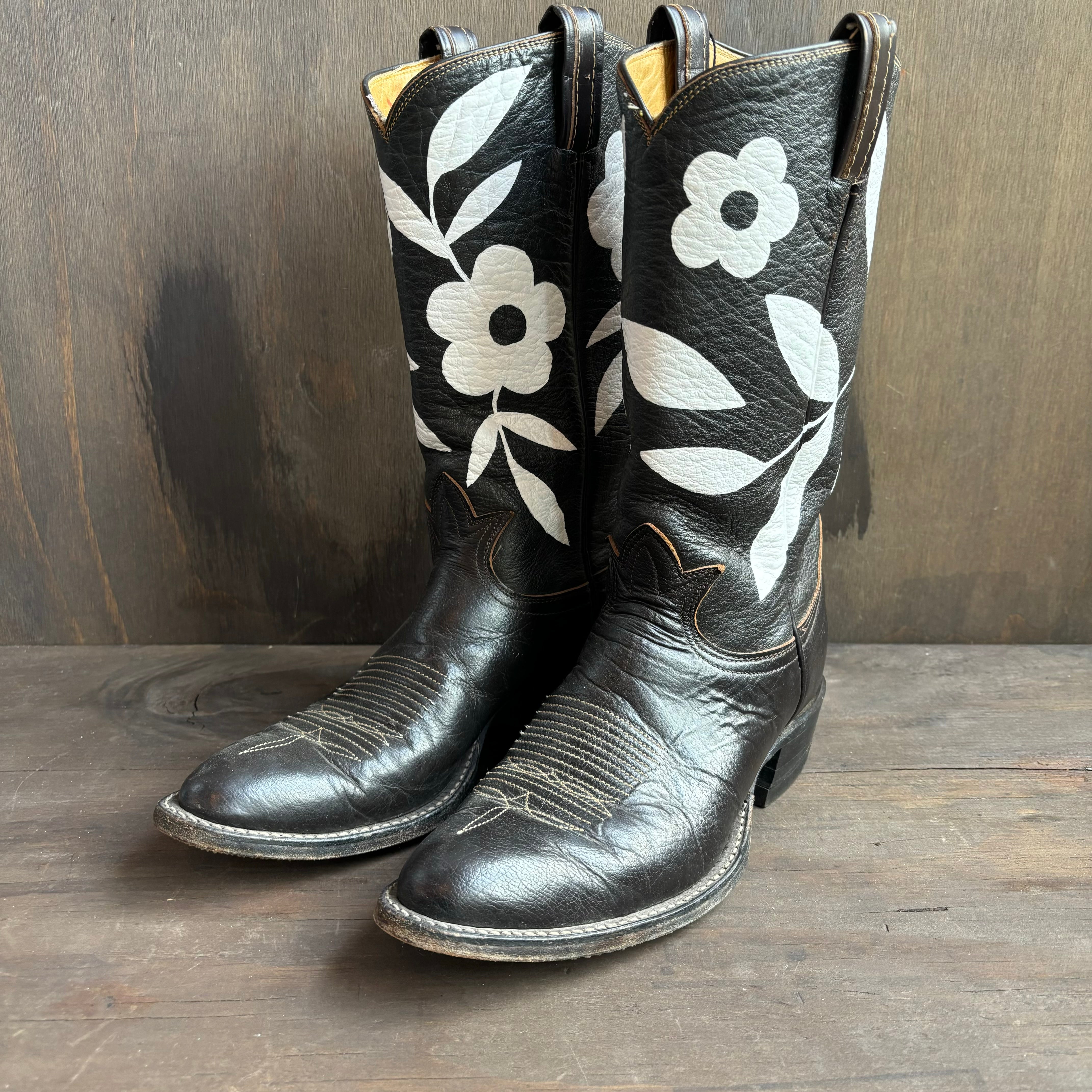 Vintage Tony Lama high quality black and grey cowboy boots