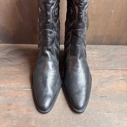 Two-Tone Floral Boots