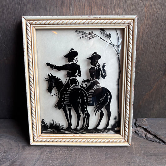 Vintage Glass Western Framed Art