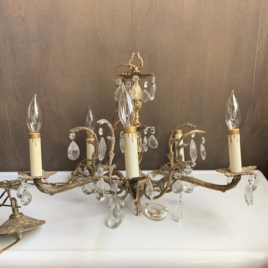 Victorian crystal brass chandelier
