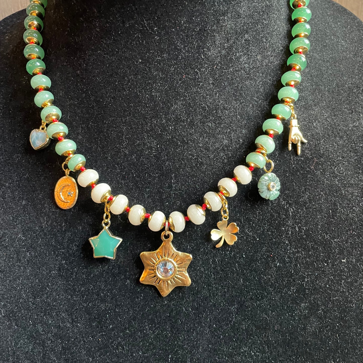 Ostrich moon star charm necklace