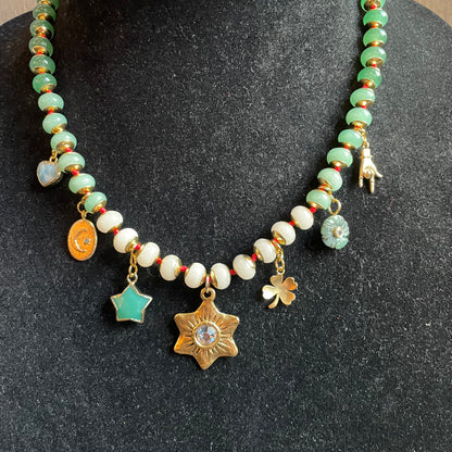 Ostrich moon star charm necklace