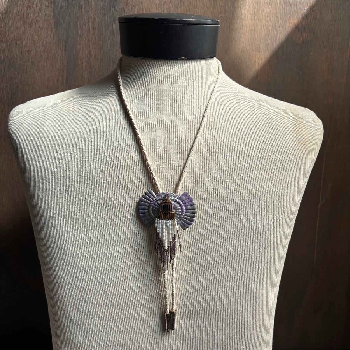 Handmade Purple Bolo and Earrings Set
