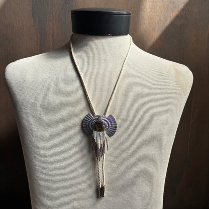 Handmade Purple Bolo and Earrings Set