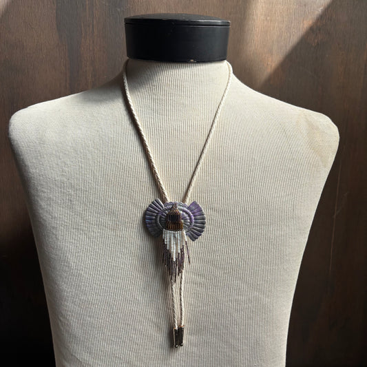 Handmade Purple Bolo and Earrings Set