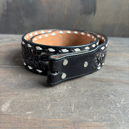 Nocona Black Tooled Leather Belt