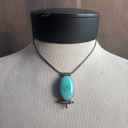Sterling Silver Turquoise Pill Box Necklace