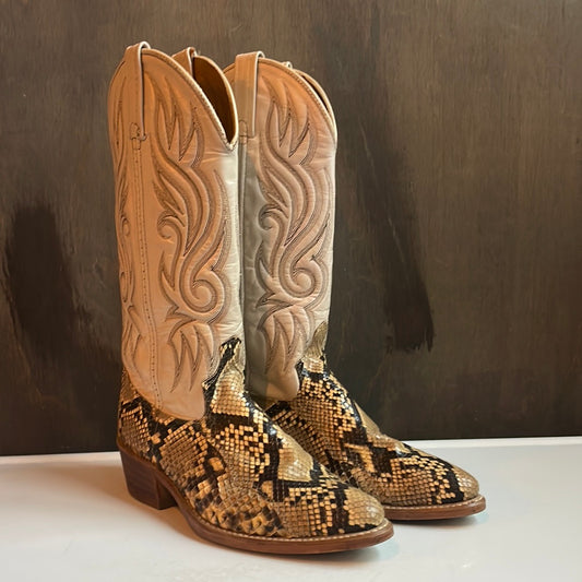 Two-Tone Snakeskin Boots