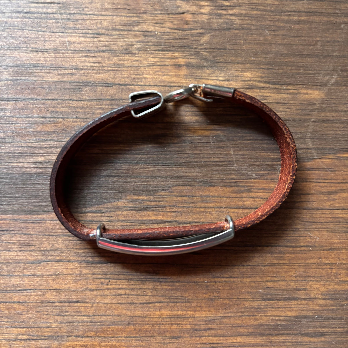 Tooled Leather and Metal Bracelet