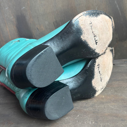 Frida Kahlo Blue Leather Boots