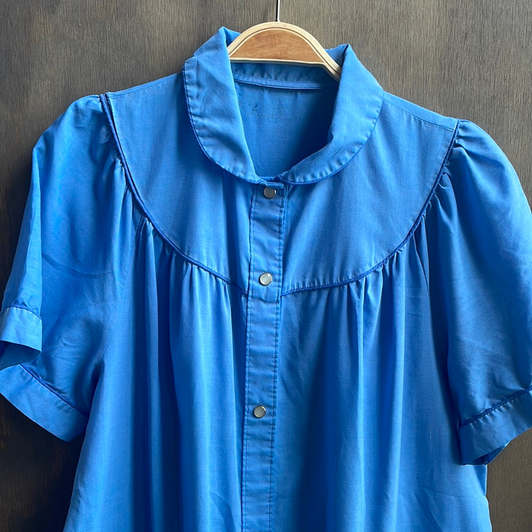 Blue Vintage Collared Shirt Dress