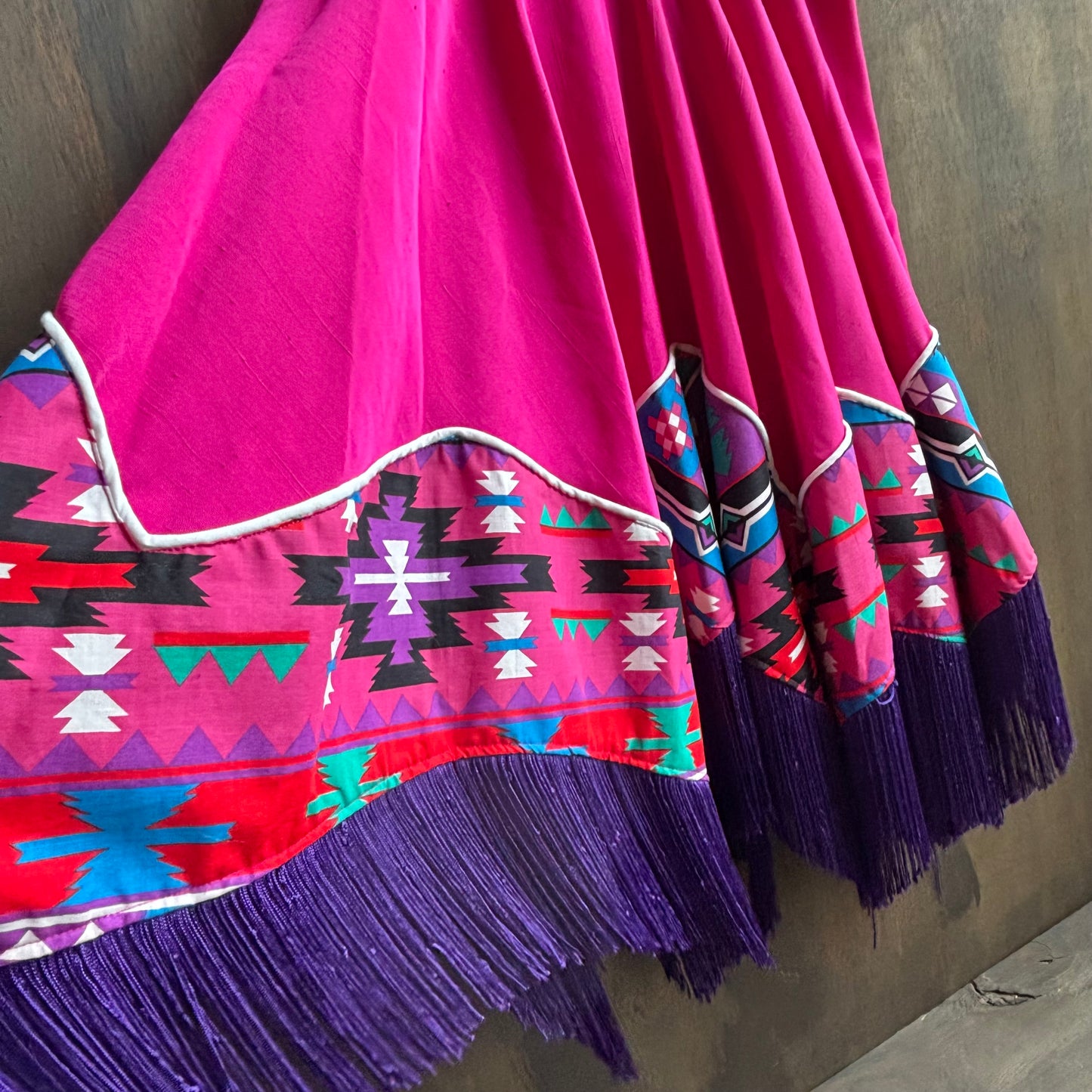 Pink Fringed Square Dancing Skirt