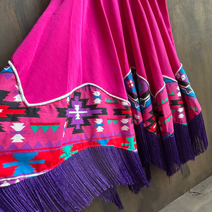 Pink Fringed Square Dancing Skirt