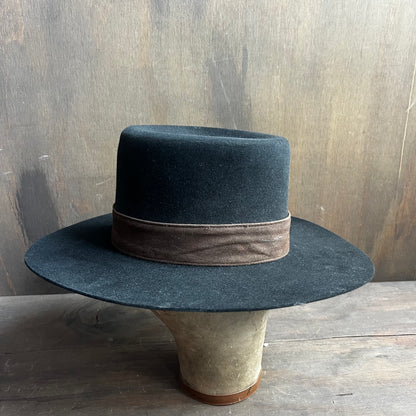 Black Stetson with Brown Ribbon Hat Band