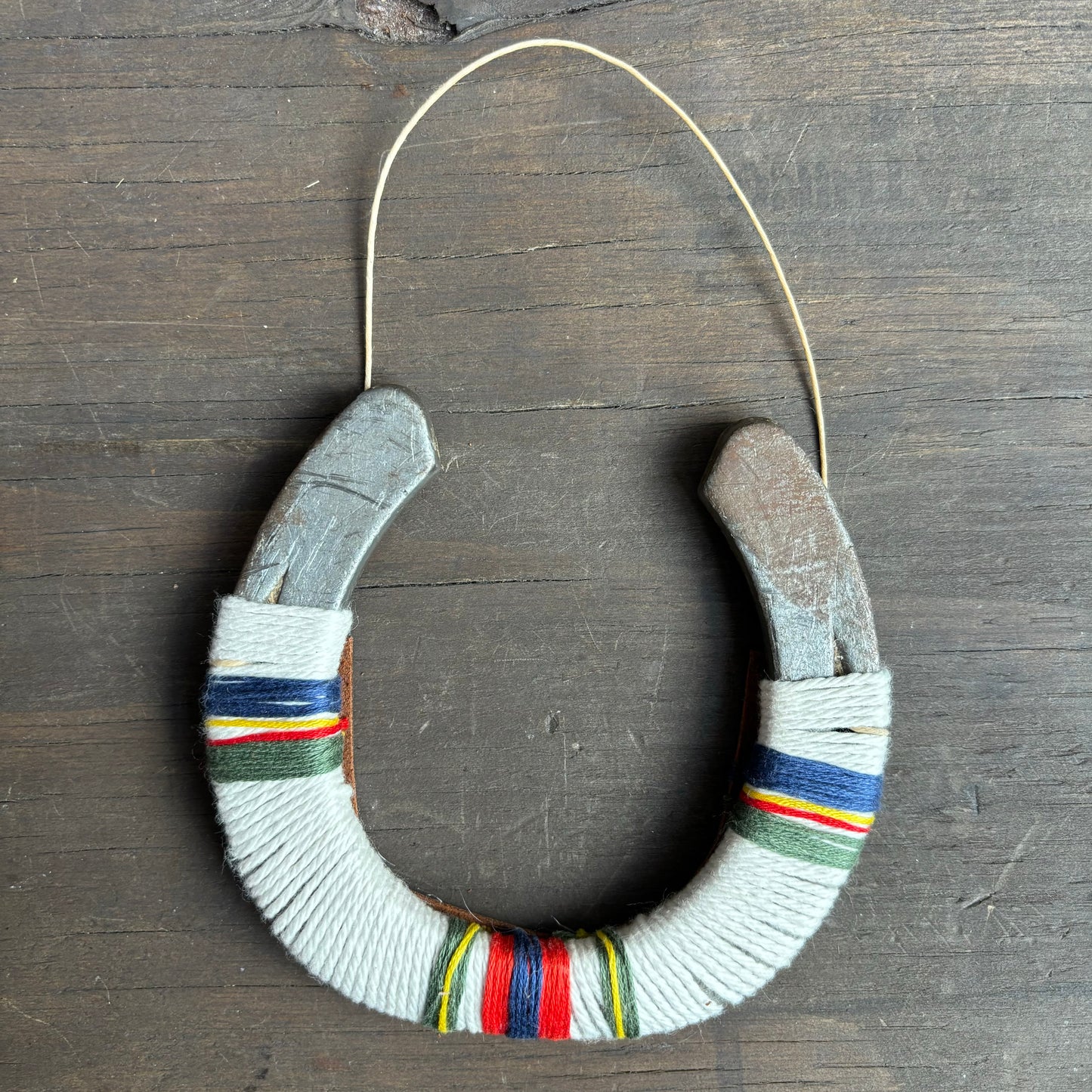 White Thread Wrapped Hanging Horseshoe