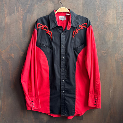 Eli Cattleman Red and Black Pearl Snap