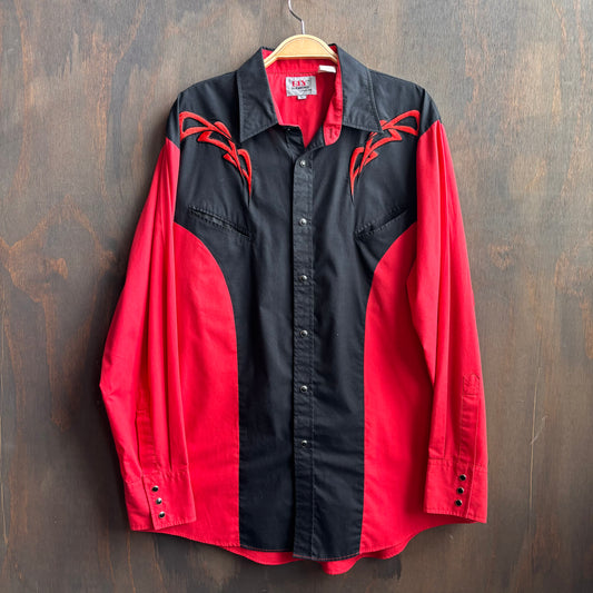 Eli Cattleman Red and Black Pearl Snap