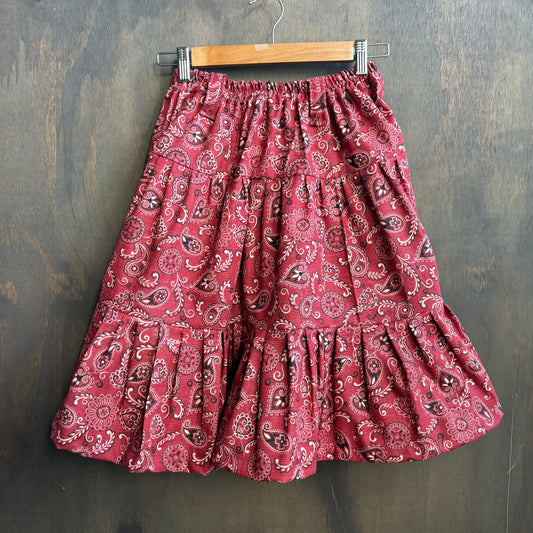 Custom Made Red Paisley Skirt