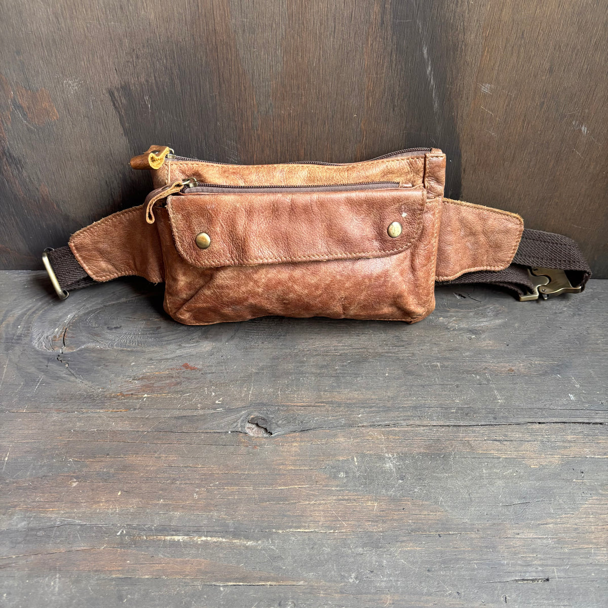 Vintage Brown Leather Fanny Pack