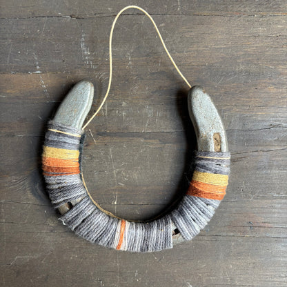 Grey Thread Wrapped Hanging Horseshoe