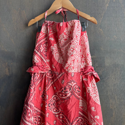Vintage Red Paisley Halter Dress